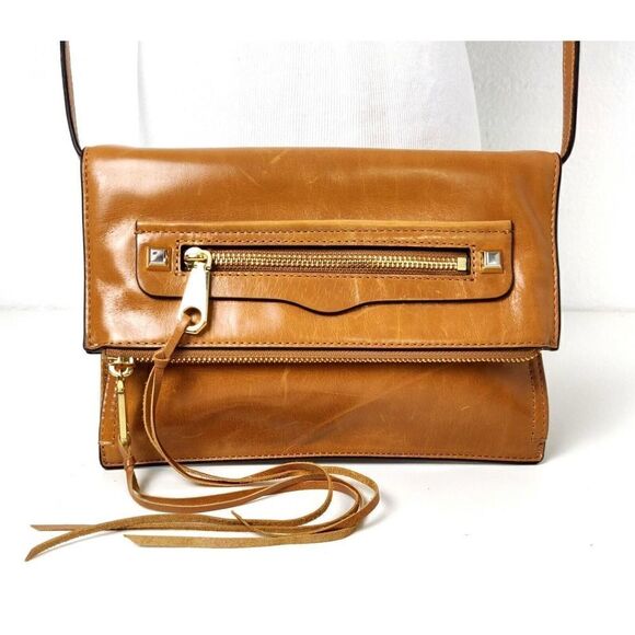 NWOT Rebecca Minkoff LIGHT TAN BROWN GENUINE LEATHER ENVELOPE SHOULDER BAG XBODY - Picture 4 of 12